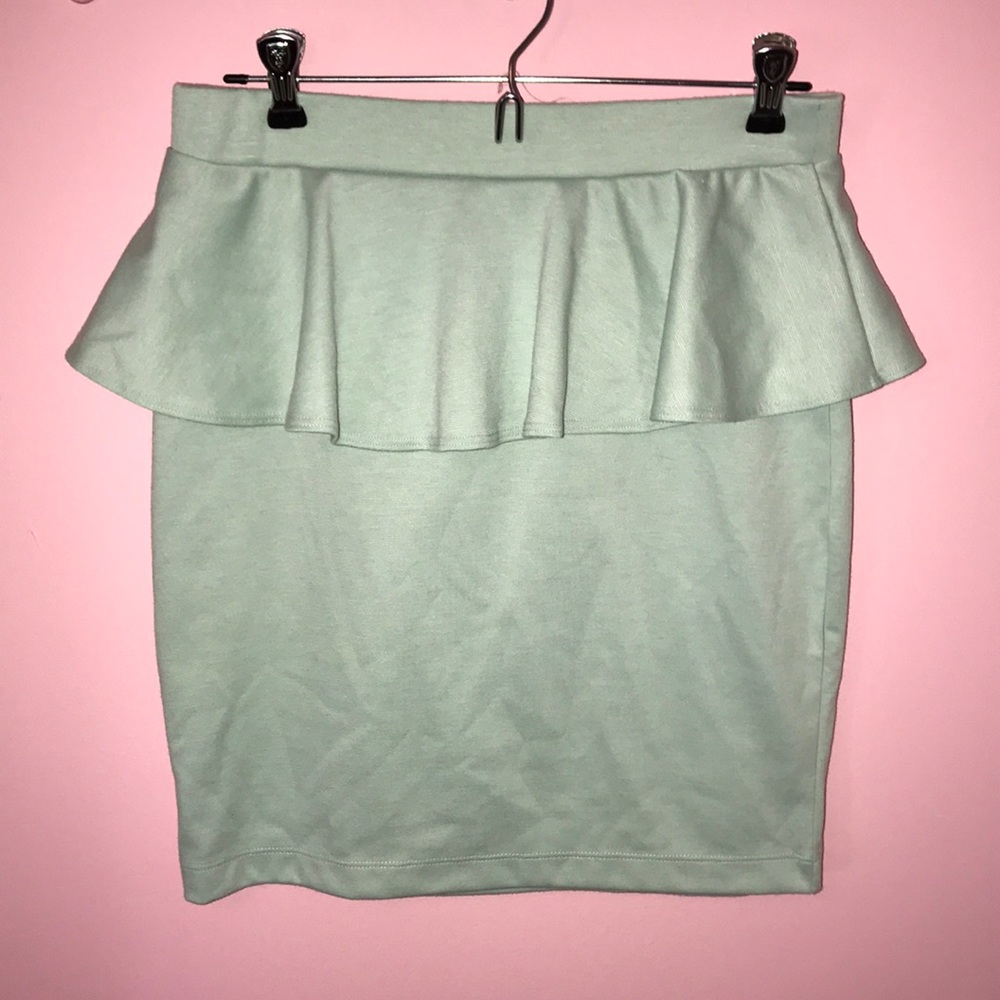 Teal forever 21 peplum pencil skirt
